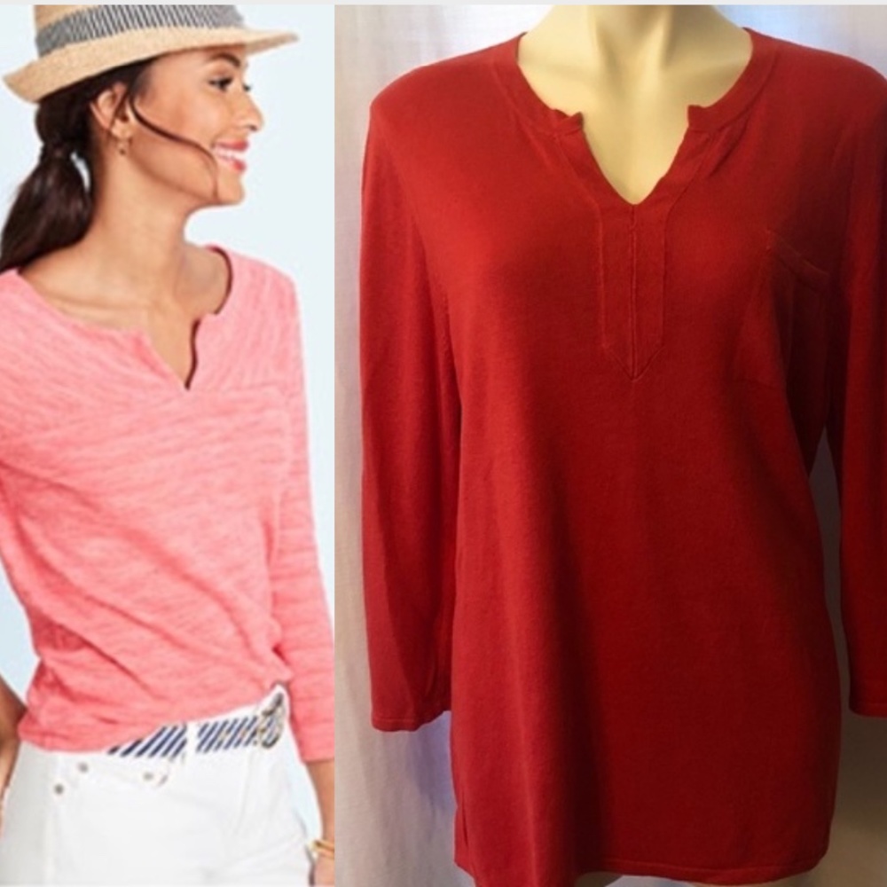 LIKE NEW T by Talbots Split Neck Pullover SZ XL